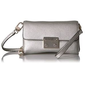 Mini Guess SILVER Metallic Crossbody Clutch Bag Purse
